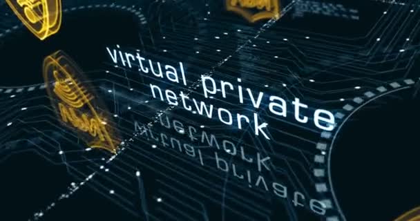 Vpn Virtuelle Private Netzwerkkommunikation Symbol Abstrakten Cyber Konzept Digitale Technologie — Stockvideo