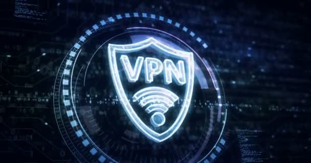 Vpn Virtual Private Network Kommunikation Symbol Digitales Konzept Cyber Technologie — Stockvideo