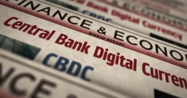 Cbdc Central Bank Digital Currency Crypto Money Daily News Newspaper — Vídeo de stock