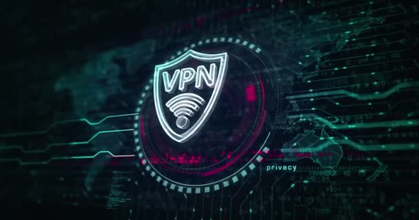 Vpn Virtual Private Network Communication Symbol Abstract Digital Concept Global — Stock Video