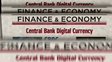 CBDC Merkez Bankası Dijital Para Birimi ve kripto para antika haber ve gazete baskısı. Soyut konsept retro başlıklar 3d.