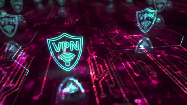 Vpn Virtual Private Network Communication Symbol Abstract Cyber Concept Digital — Stock Video