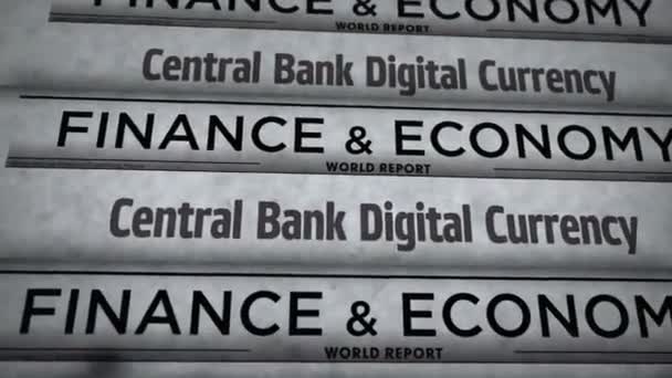 Cbdc Central Bank Digital Currency Crypto Money Vintage News Newspaper — Stock Video