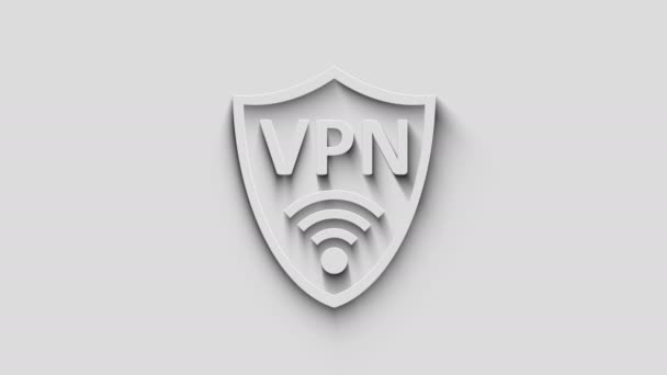 Vpn 自然な影を持つ仮想プライベートネットワーク通信シンボル サイバー技術のアイコン ループ可能でシームレスな抽象概念 3Dライトおよび陰の目的 — ストック動画