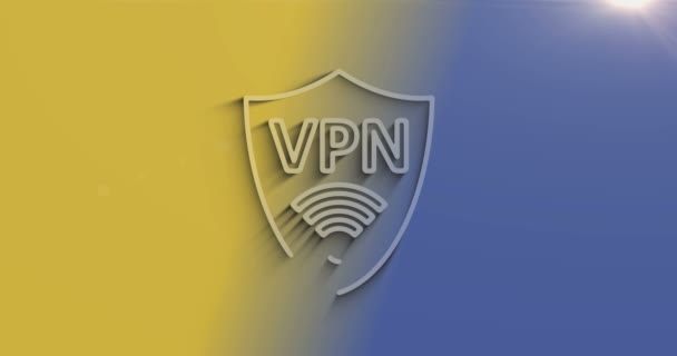Vpn 自然な影を持つ仮想プライベートネットワーク通信シンボル サイバー技術のアイコン ループ可能でシームレスな抽象概念 3Dライトおよび陰の目的 — ストック動画