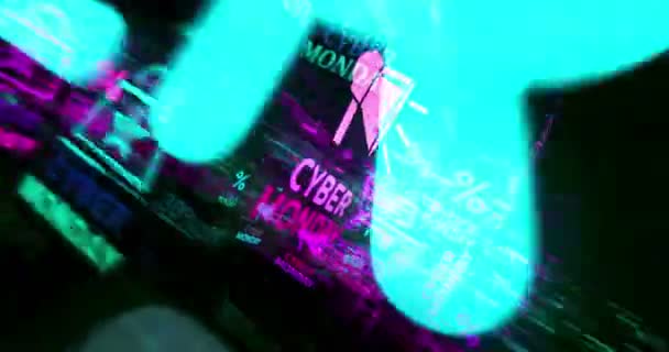 Концепція Технологічного Циклу Кіберпонеділка Анотація Глюк Екранах Безшовні Петлі — стокове відео