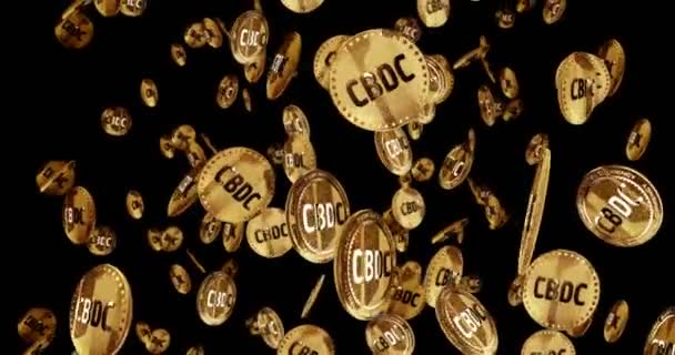 Cbdc Moneda Digital Criptomoneda Aislado Oro Moneda Lluvia Fondo Monedas — Vídeos de Stock