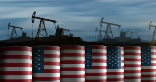 Estados Unidos Petróleo Crudo Petróleo Barriles Combustible Fila Sin Costura — Vídeos de Stock