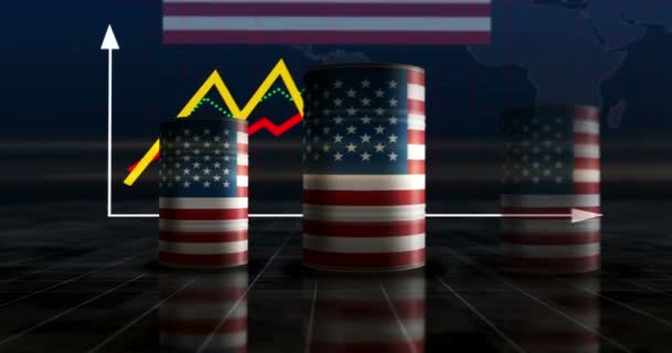 Barris Combustível Petróleo Bruto Dos Eua Gráfico Crescente Negócios Americanos — Vídeo de Stock