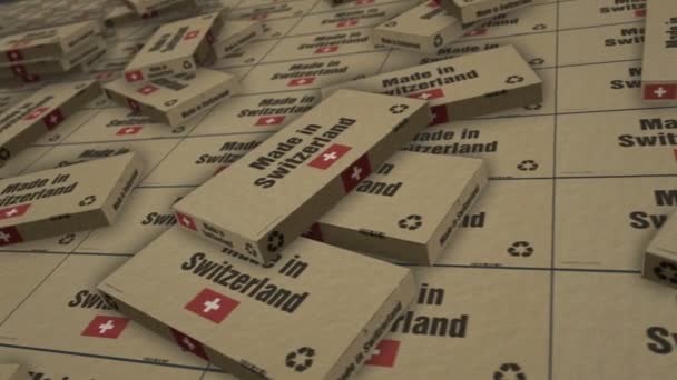 Fabricado Suiza Línea Producción Cajas Fabricación Entrega Fábrica Productos Importación — Vídeos de Stock