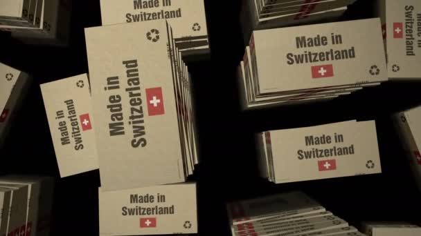 Tillverkad Schweiz Box Produktionslinje Tillverkning Och Leverans Produktfabrik Import Och — Stockvideo
