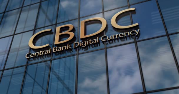 Cdbc Glass Building Concept Central Bank Digital Currency Crypto Money — Stock Video