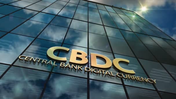 Концепция Зацикливания Времени Стекле Cdbc Символ Криптовалюты Центрального Банка Переднем — стоковое видео