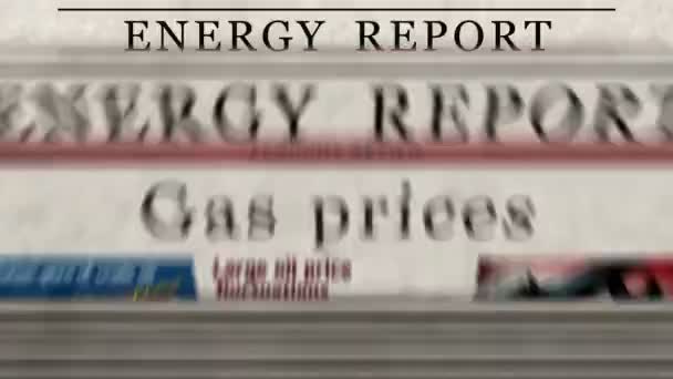 Gaspriser Energimarknaden Och Bränsle Företag Dagliga Nyheter Tidningstryck Abstrakt Koncept — Stockvideo
