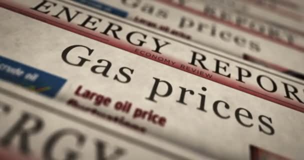 Gázárak Energiapiac Üzemanyag Üzlet Napi Hírek Újság Nyomtatás Absztrakt Koncepció — Stock videók