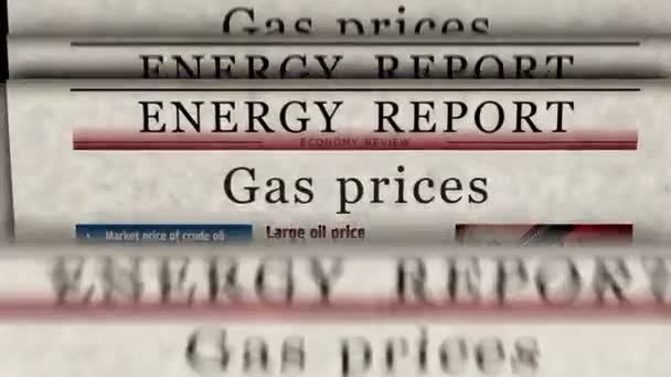 Gázárak Energiapiac Üzemanyag Üzlet Vintage Hírek Újság Nyomtatás Absztrakt Koncepció — Stock videók