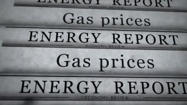天然气价格 能源市场和燃料行业的老旧新闻和报刊杂志 摘要概念复述标题3D — 图库视频影像