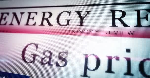 Цены Газ Рынок Электроэнергии Топливо Бизнес Ежедневное Чтение Газеты Экране — стоковое видео