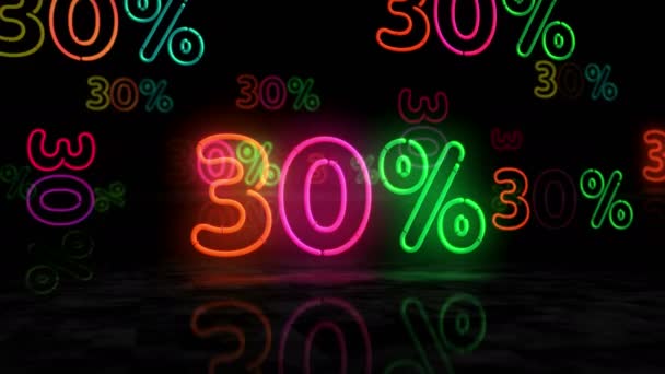 Neonový Zářící Symbol Žárovky Procent Prodej Sleva Propagace Maloobchod Abstraktní — Stock video