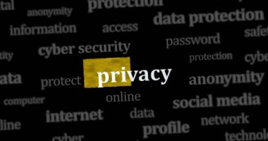 Uluslararası internet medya aramasında gizlilik kimliği koruması ve internet güvenliği haberleri başlıkları. Dinamik görüntüler hakkında internet başlığı bilgisinin soyut konsepti animasyon oluşturur.
