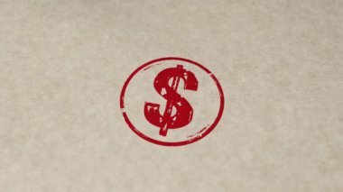 Dolar sembolü damgası ve el damgası çarpışma animasyonu. Amerikan Doları 3 boyutlu imzalı konsept.