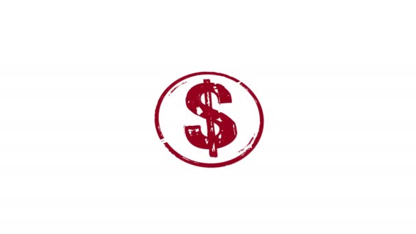 Dollar Symbool Stempel Hand Stempelen Impact Geïsoleerde Animatie Amerikaanse Dollar — Stockvideo