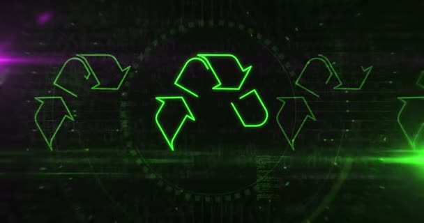 Recycling Ecologie Milieuvriendelijk Symbool Abstract Digitaal Concept Cybertechnologie Computer Achtergrond — Stockvideo