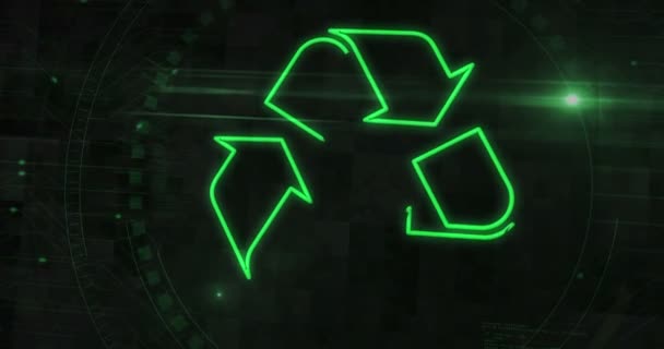 Recycling Ecologie Milieuvriendelijk Symbool Digitaal Concept Cybertechnologie Computer Achtergrond Abstracte — Stockvideo