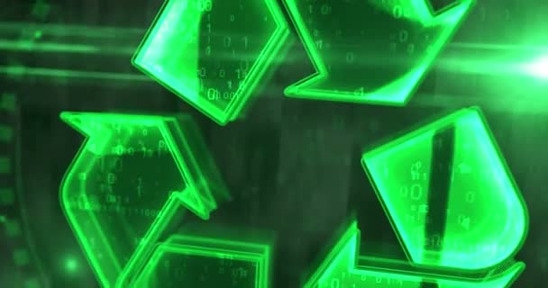 Ekologia Recyklingu Ekologiczny Symbol Koncepcji Cyfrowej Cybertechnologia Tło Komputera Abstrakcyjny — Wideo stockowe