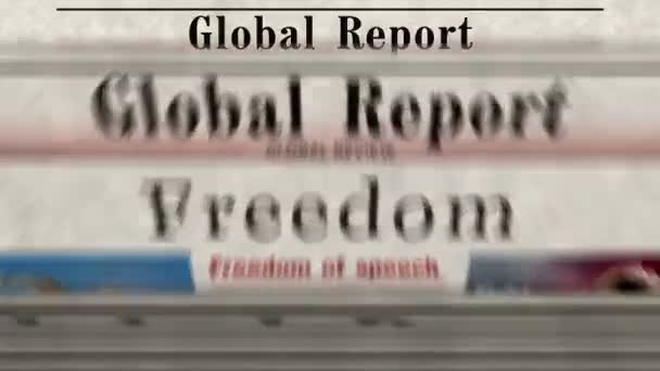 Liberdade Liberdade Jornal Diário Imprensa Impressão Abstrato Conceito Retro Manchetes — Vídeo de Stock