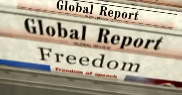 Libertad Libertad Prensa Diaria Impresión Periódicos Concepto Abstracto Titulares Retro — Vídeos de Stock