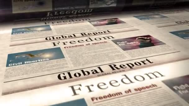 Szabadság Szabadság Napi Hírek Újságpapír Nyomtatás Absztrakt Koncepció Retro Szalagcímek — Stock videók