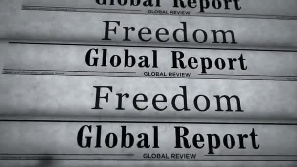 Freedom Liberty Vintage News Newspaper Printing Abstract Concept Retro Headlines — Stock Video