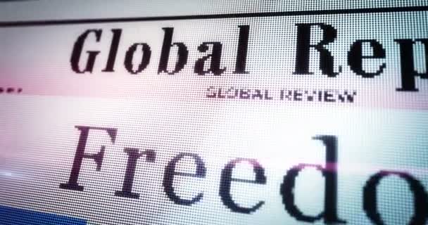 Liberdade Liberdade Leitura Diária Jornal Tela Computador Tablet Móvel Tela — Vídeo de Stock