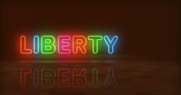 Neonowy Symbol Wolności Żarówki Kolorowe Wolność Sukces Abstrakcyjna Koncepcja Bez — Wideo stockowe
