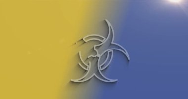 Biyolojik tehlike alarmı ve doğal gölgeli virüs uyarı sembolü. Siber teknoloji ikonu döngülenebilir ve kusursuz soyut konsept. 3D ışık ve gölge nesne.