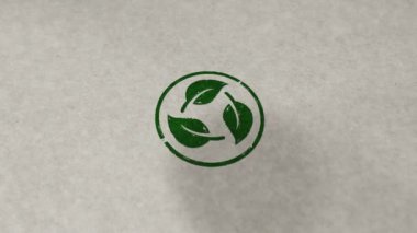 Çevre dostu ve ekoloji damgalı döngüsel ve kusursuz animasyon. El damgası darbesi. Geri dönüşüm ve atık geri dönüşümü 3B döngü kavramı.