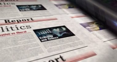 Politics Daily News gazetesi basımı. Soyut konsept retro başlıklar 3d kusursuz döngülenmiş.