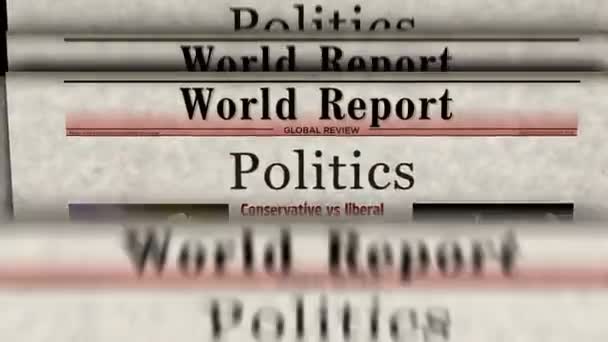 Politics Vintage News Newspaper Printing Abstract Concept Retro Headlines — Stock Video