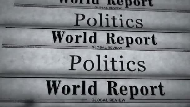 Klasik Politika Haberleri Gazete Baskısı Soyut Konsept Retro Başlıklar Siyah — Stok video