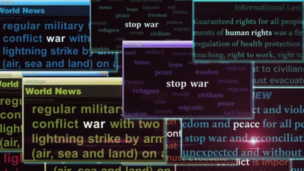 Мирный Конфликт Прекращается Права Человека Появляются Экране Компьютера Абстрактная Концепция — стоковое видео