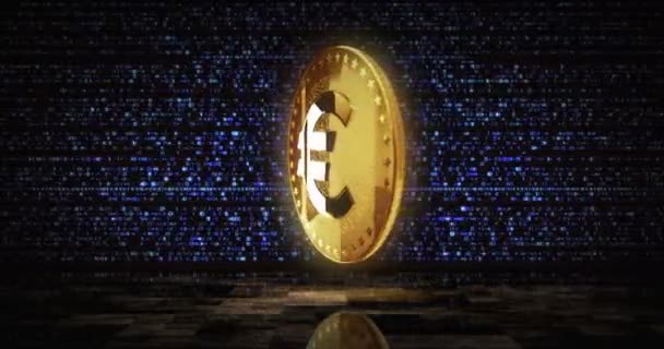 デジタルスクリーンループ可能な背景にユーロ仮想通貨Cbdcゴールドコイン ゴールデンメタルループ抽象概念を回転させる 3Dループシームレスアニメーション — ストック動画