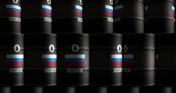 俄罗斯汽油行业和燃料提炼桶连续无缝和易碎的概念 危险的工业集装箱 — 图库视频影像