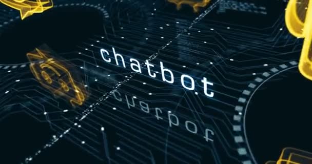 Chatbot Online Asystent Wsparcia Sztucznej Inteligencji Czat Bot Symbol Abstrakcyjnej — Wideo stockowe