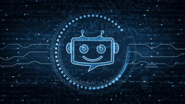 Chatbot Online Asystent Wsparcia Sztucznej Inteligencji Czat Bot Symbol Abstrakcyjnej — Wideo stockowe