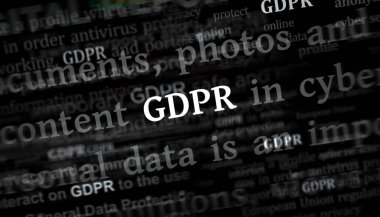 GDPR veri koruma düzenlemesi ve uluslararası medyada özel güvenlik manşeti haberleri. Gürültü gösterilerinde haber başlıklarının soyut konsepti. TV arızası etkisi 3d illüstrasyon.