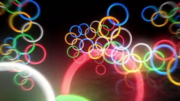 Posen Polen Januar 2024 Neon Symbol Für Olympische Ringe Glühbirnen — Stockvideo