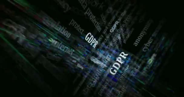 Gdpr数据保护规定和媒体上的隐私安全头条新闻标题 摘要概念显示循环 在屏幕之间飞行 其效果是无缝和循环的 — 图库视频影像