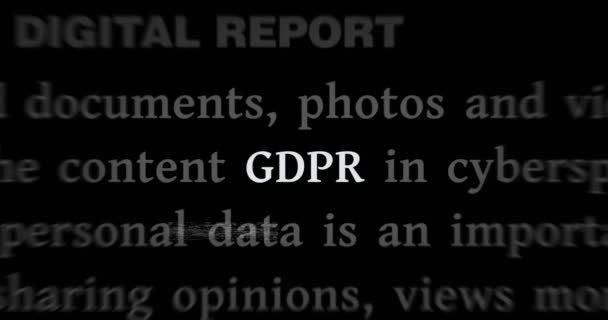 Gdpr Регулювання Захисту Даних Новини Безпеки Конфіденційності Міжнародних Засобах Масової — стокове відео