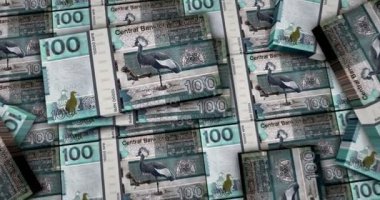 Gambiya parası Gambiya Dalasis 3D animasyonu finanse ediyor. 100 GMD enflasyon, ekonomi, kriz, iş, bankacılık, borç ve finans kavramını paketledi.